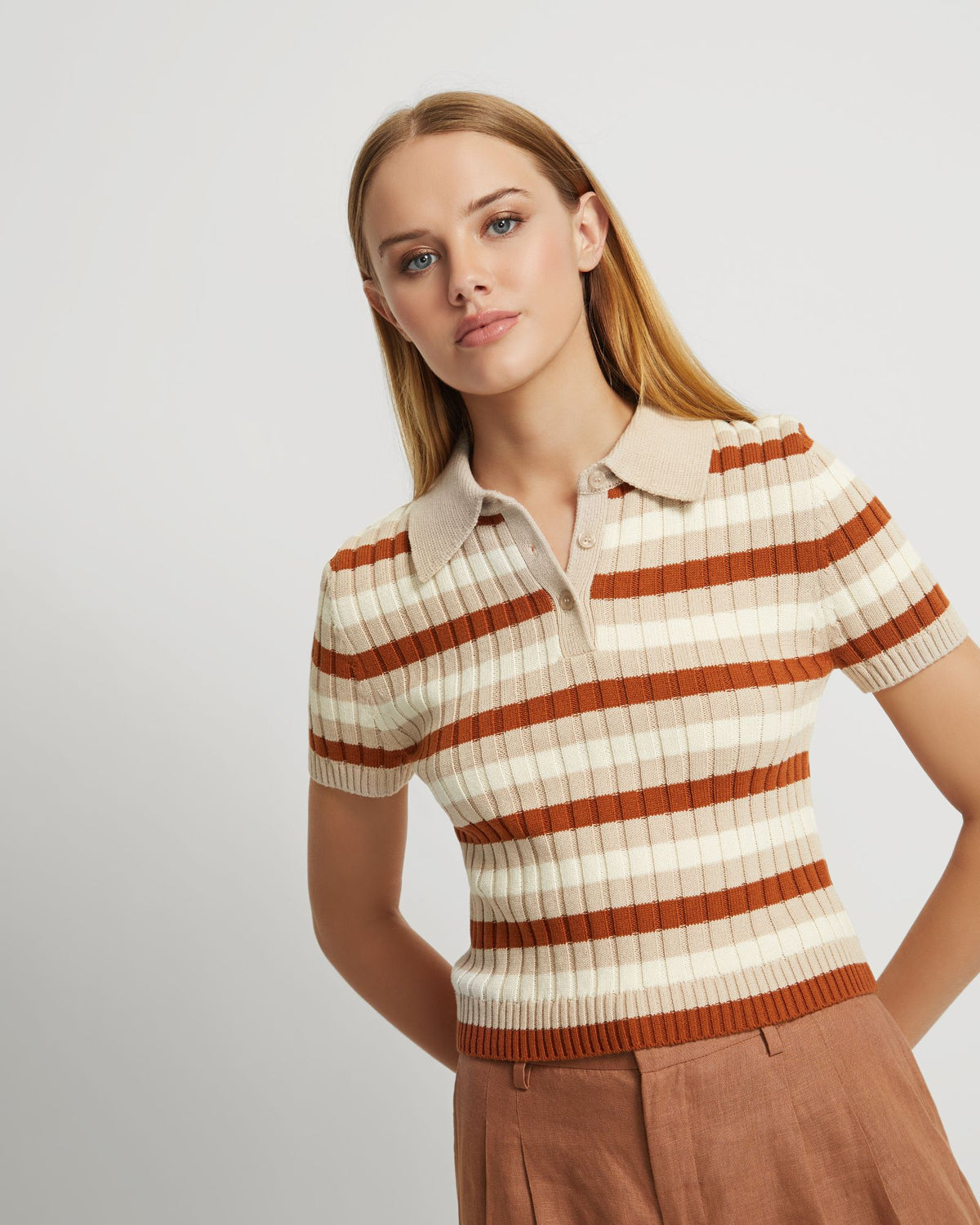 MARLEY COTTON STRIPED POLO WOMENS KNITWEAR