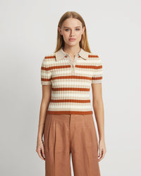 MARLEY COTTON STRIPED POLO WOMENS KNITWEAR