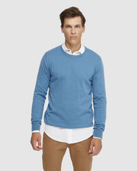 CREW NECK COTTON CASHMERE KNIT MENS KNITWEAR