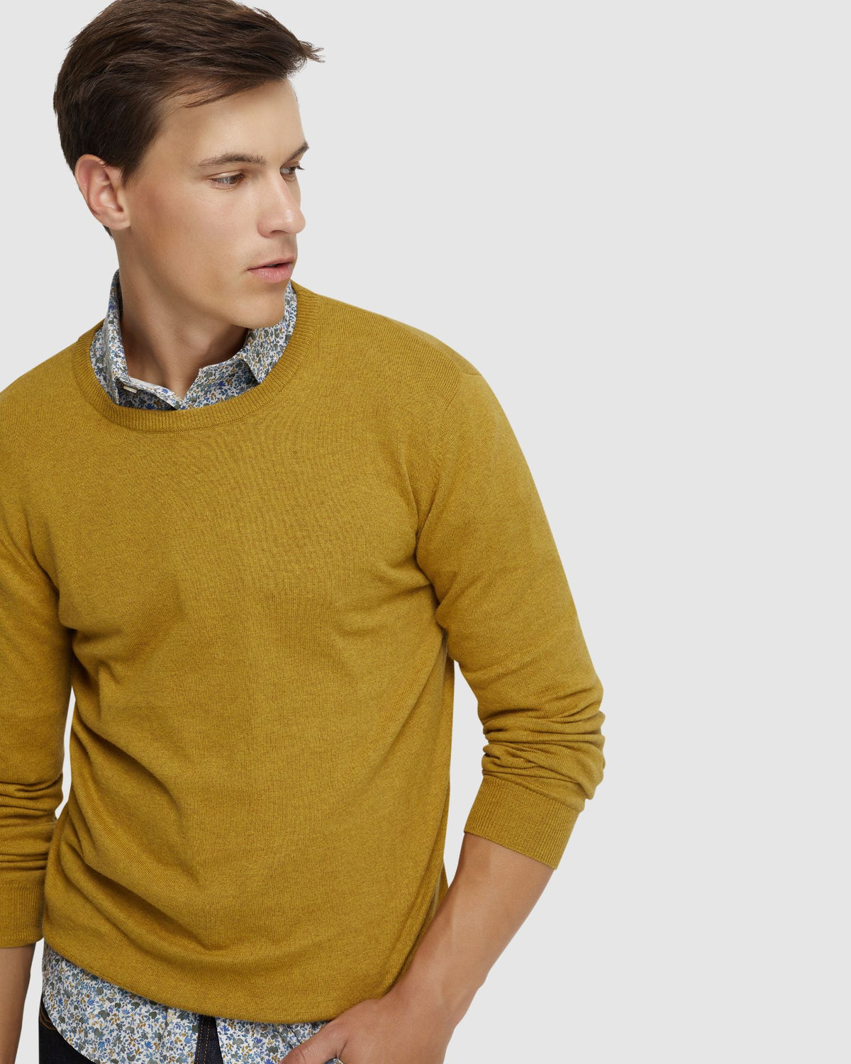 CREW NECK COTTON CASHMERE KNIT MENS KNITWEAR