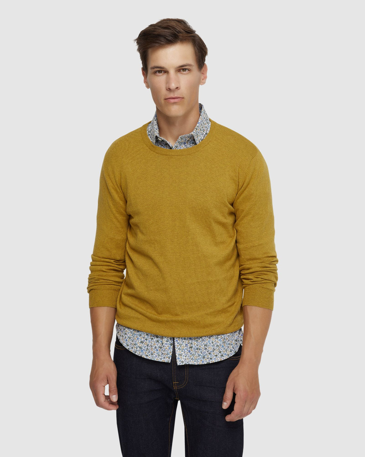 CREW NECK COTTON CASHMERE KNIT MENS KNITWEAR