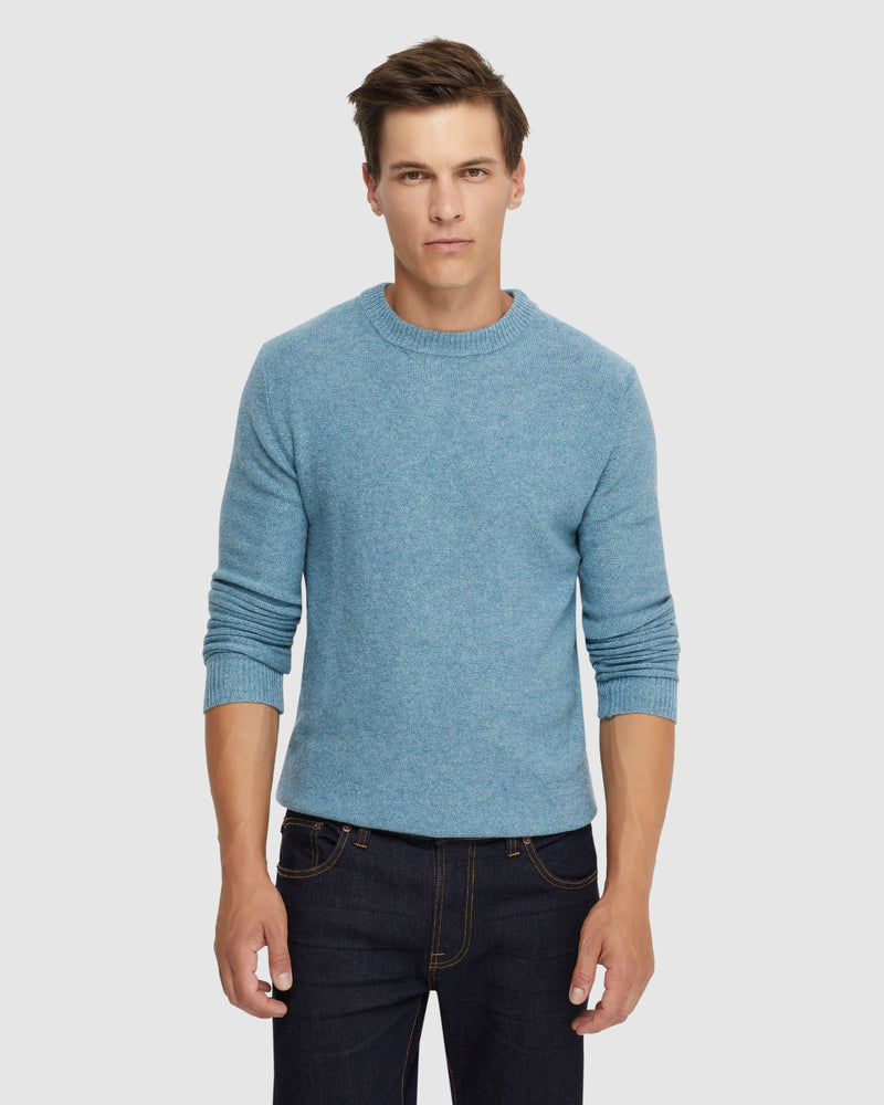 LEON CREW NECK WOOL RICH KNIT MENS KNITWEAR