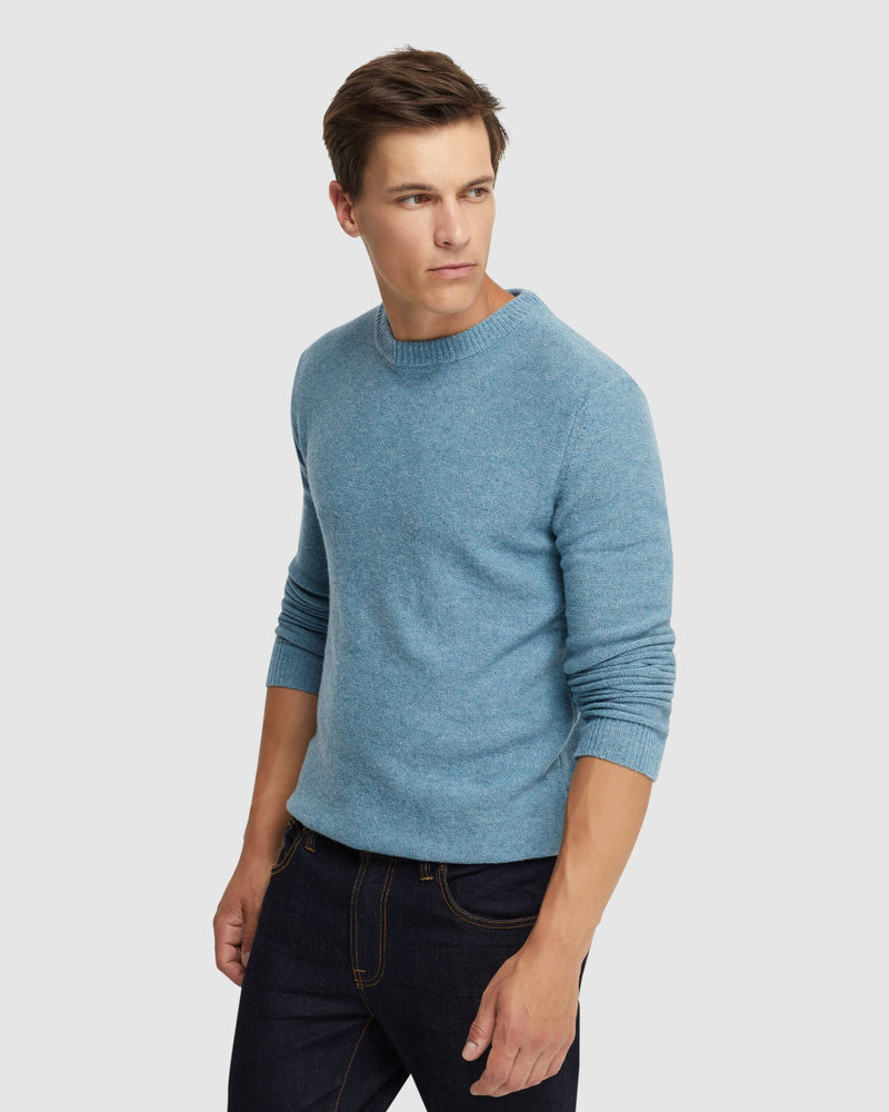 LEON CREW NECK WOOL RICH KNIT MENS KNITWEAR