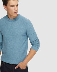 LEON CREW NECK WOOL RICH KNIT MENS KNITWEAR