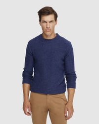 LEON CREW NECK WOOL RICH KNIT MENS KNITWEAR