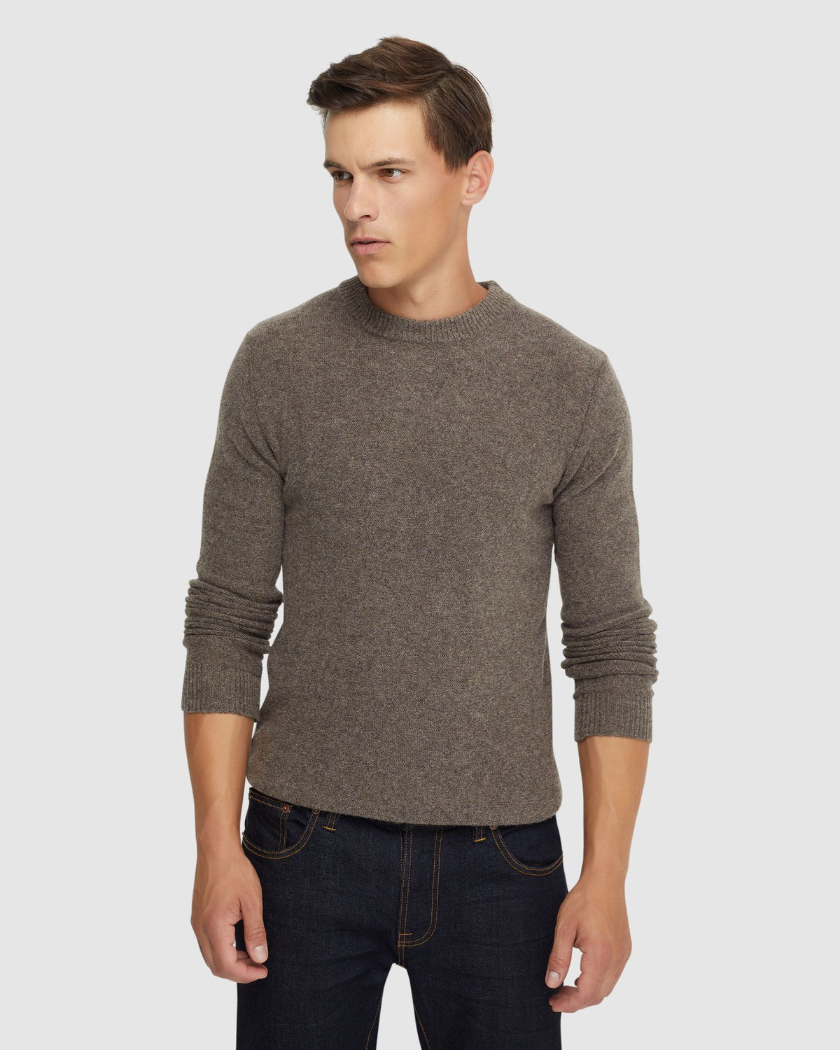 LEON CREW NECK WOOL RICH KNIT MENS KNITWEAR