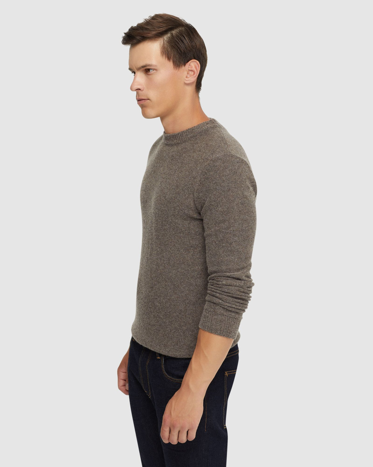 LEON CREW NECK WOOL RICH KNIT MENS KNITWEAR