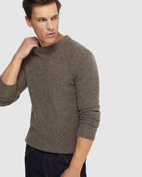 LEON CREW NECK WOOL RICH KNIT MENS KNITWEAR