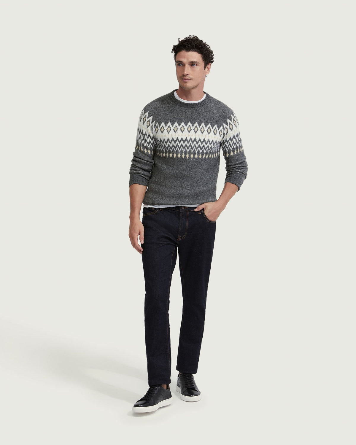 ASHTON PATTERNED CREW NECK KNIT - AVAILABLE ~ 1-2 weeks MENS KNITWEAR