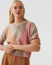 LOWEN ARGYLE V-NECK KNIT - AVAILABLE ~ 1-2 weeks WOMENS KNITWEAR