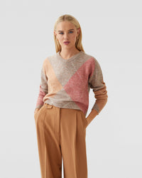 LOWEN ARGYLE V-NECK KNIT - AVAILABLE ~ 1-2 weeks WOMENS KNITWEAR