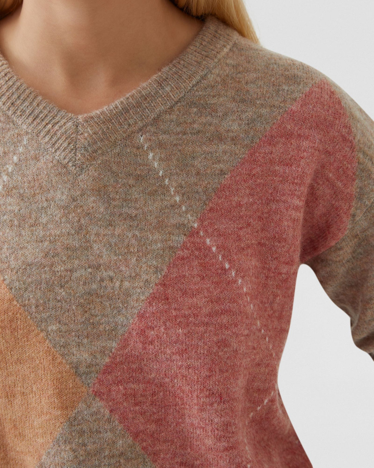 LOWEN ARGYLE V-NECK KNIT - AVAILABLE ~ 1-2 weeks WOMENS KNITWEAR