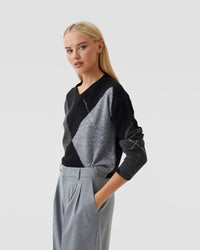 LOWEN ARGYLE V-NECK KNIT - AVAILABLE ~ 1-2 weeks WOMENS KNITWEAR