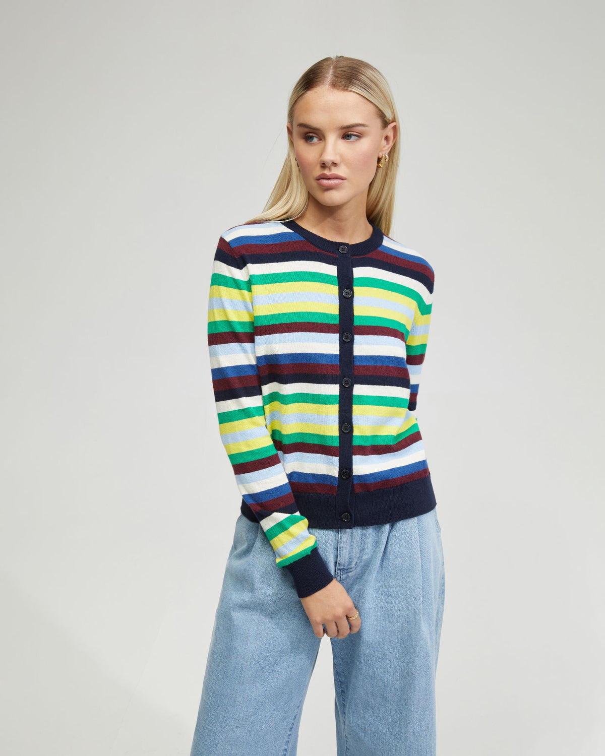 ROSE STRIPED CARDIGAN - AVAILABLE ~ 1-2 weeks WOMENS KNITWEAR