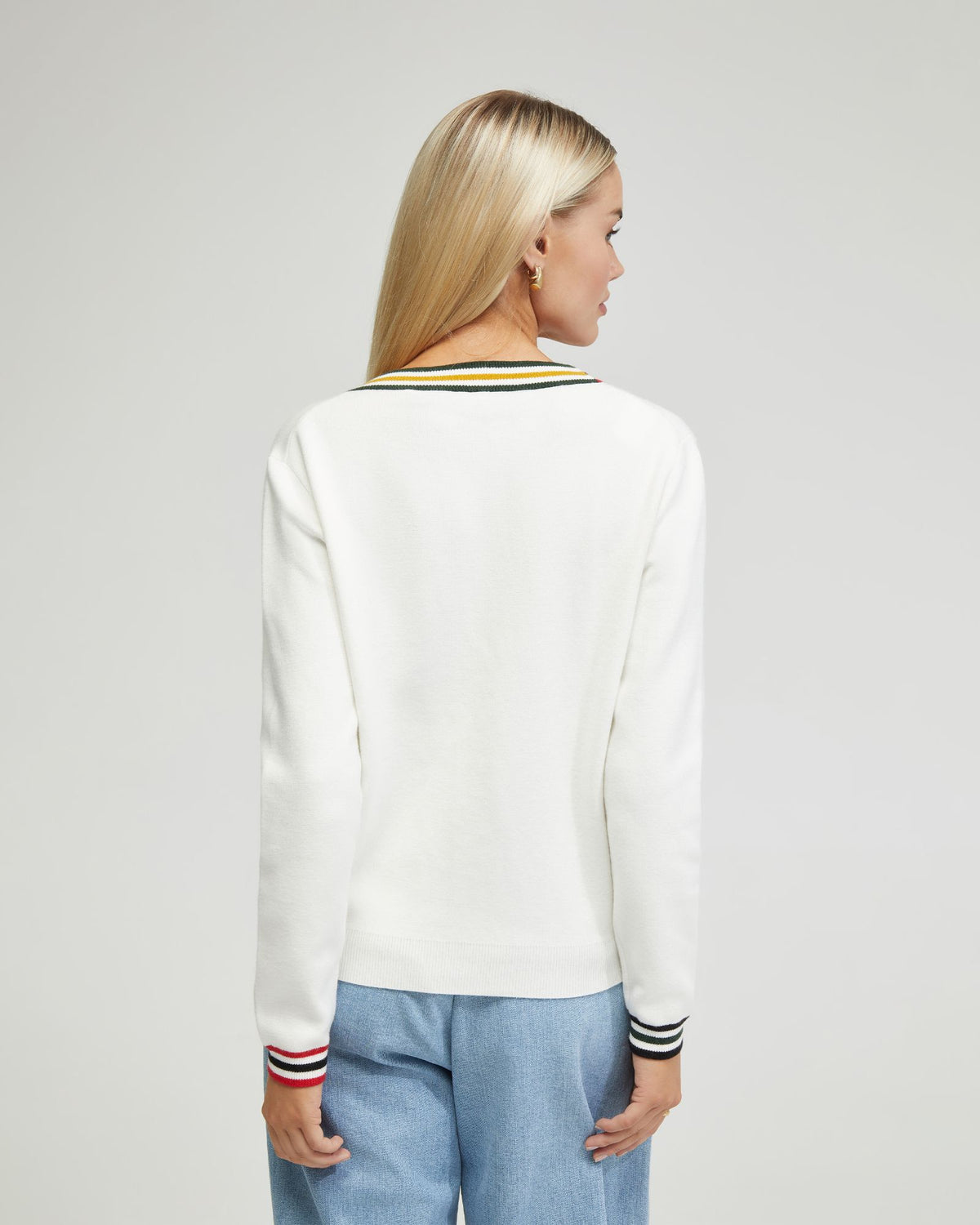 SASHA STRIPE TRIM CARDIGAN - AVAILABLE ~ 1-2 weeks WOMENS KNITWEAR