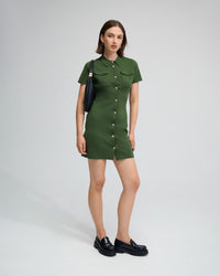 Olive Knitted Mini Dress WOMENS DRESSES