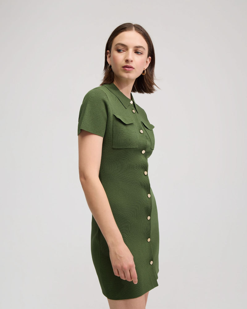 Olive Knitted Mini Dress WOMENS DRESSES