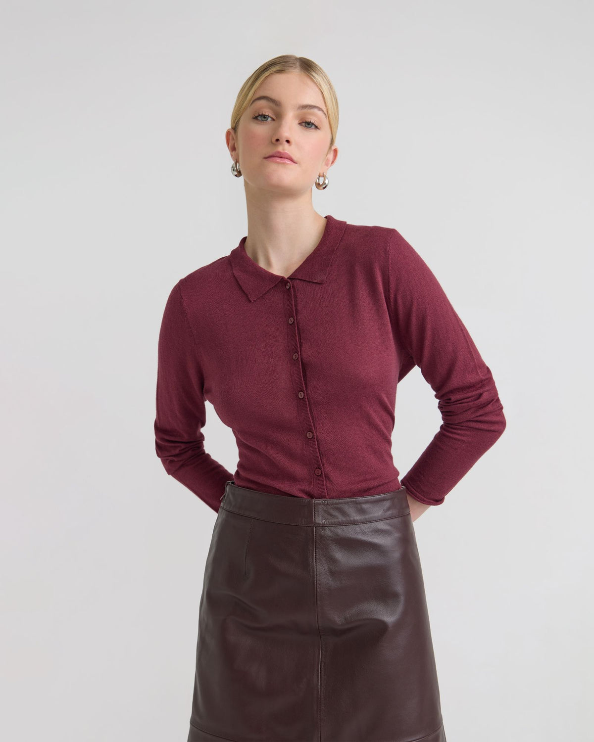 Edwina Silk Blend Polo Collar Knit WOMENS KNITWEAR