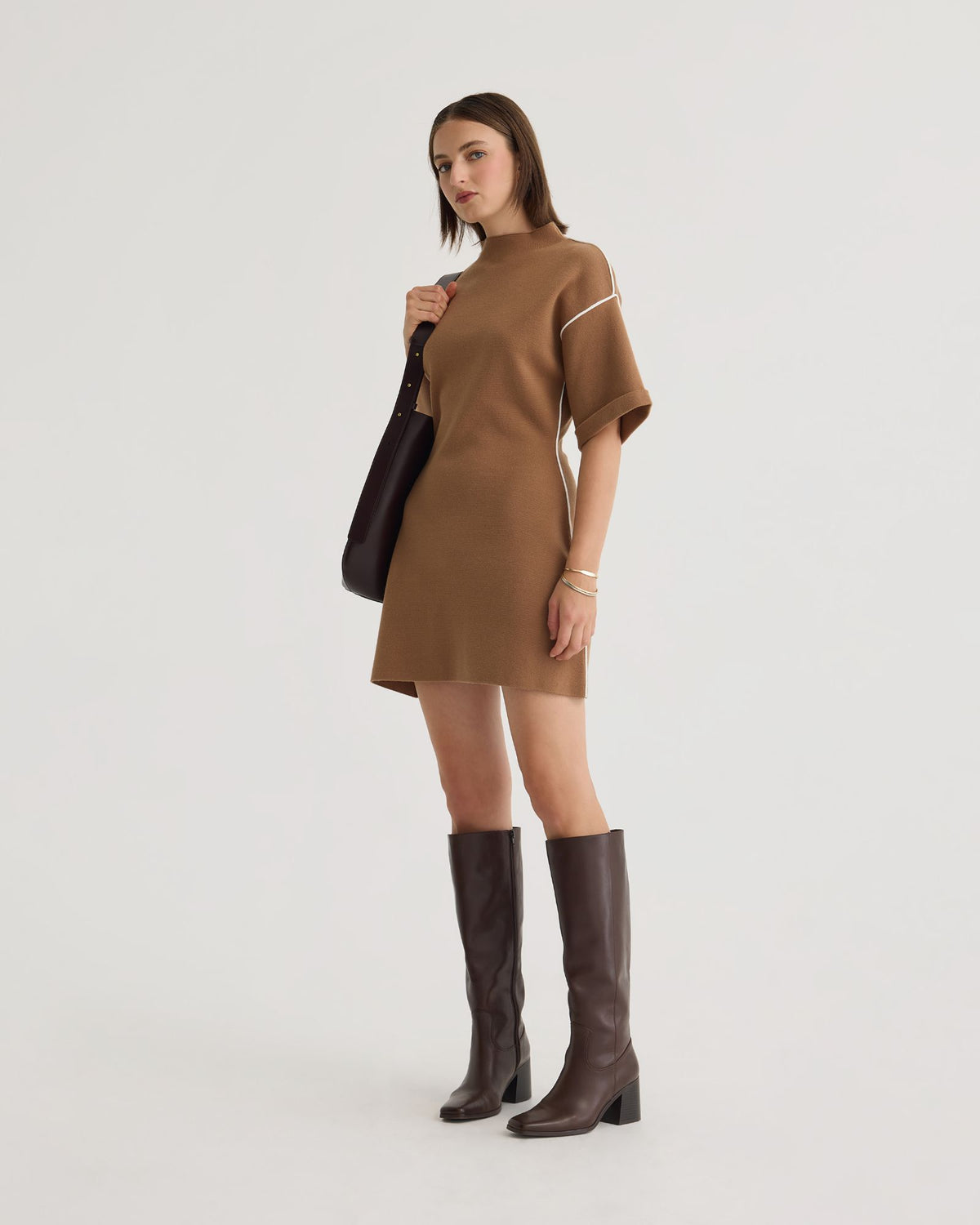 Lisa Knitted Contrast Trim Dress WOMENS DRESSES