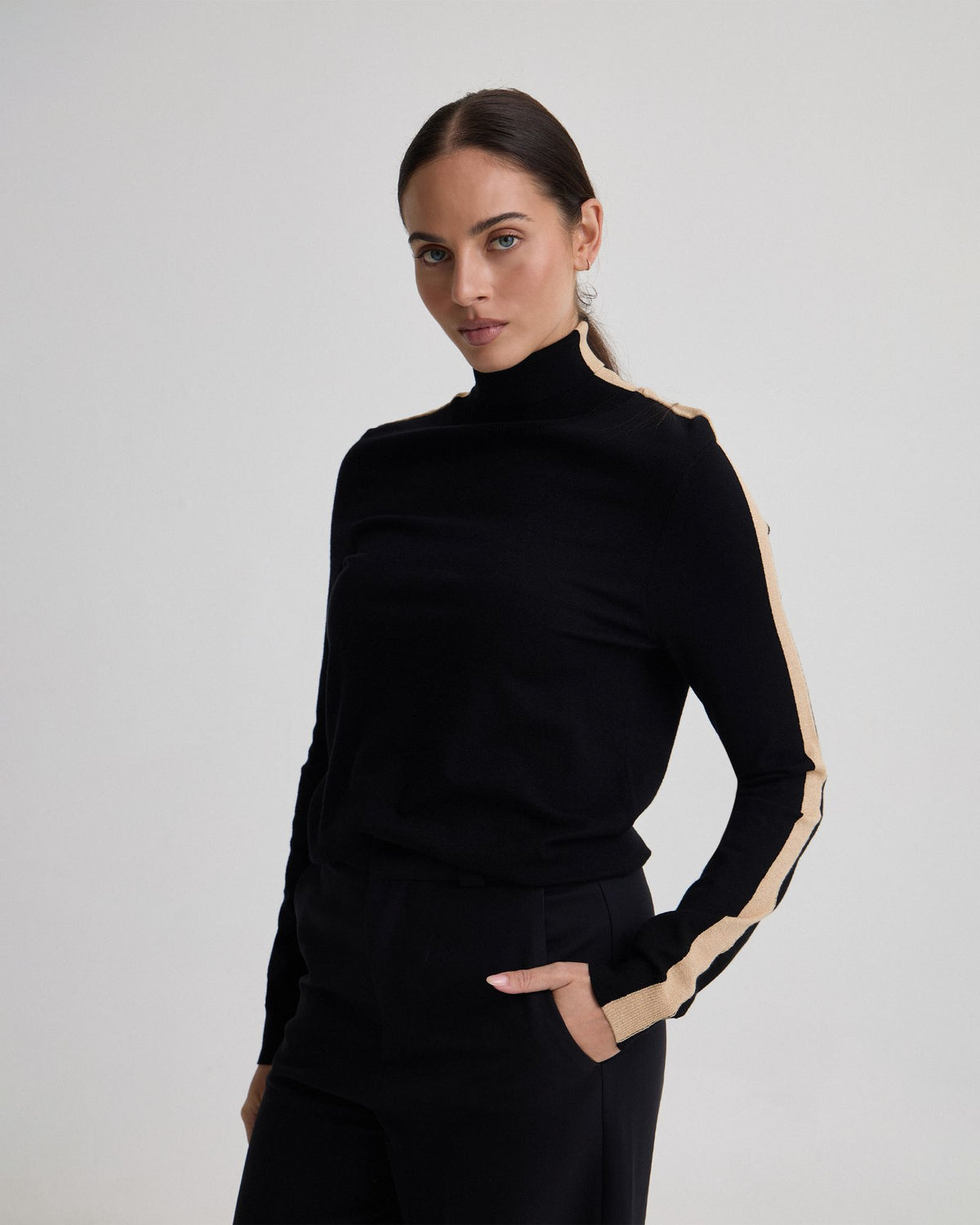 Ela Contrast Panel Turtle Neck - Available ~ 1-2 weeks WOMENS KNITWEAR