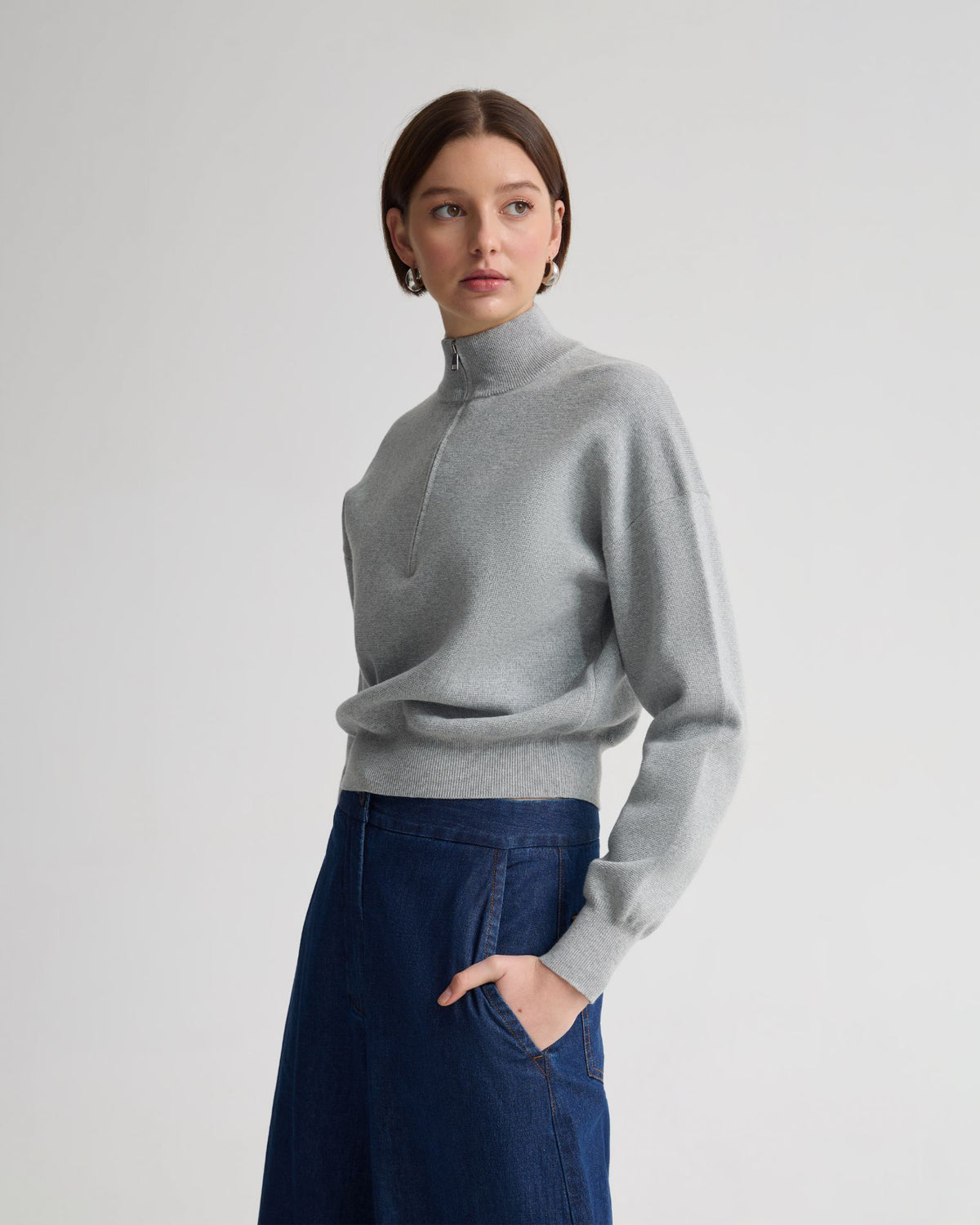 Victoria Crop Zip Neck Knit WOMENS KNITWEAR