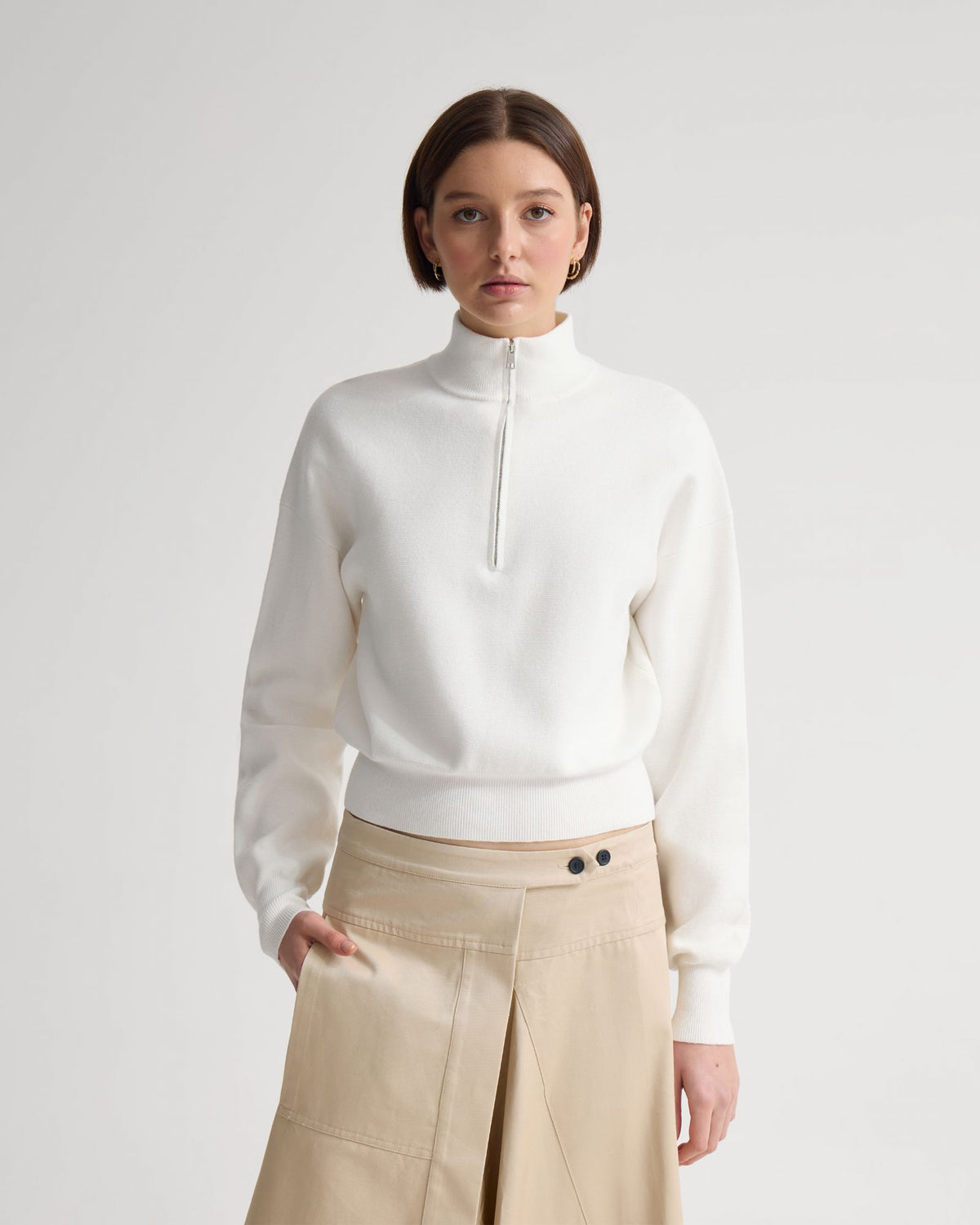 Victoria Crop Zip Neck Knit WOMENS KNITWEAR