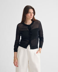 Celina Sheer Panel Cardigan WOMENS KNITWEAR