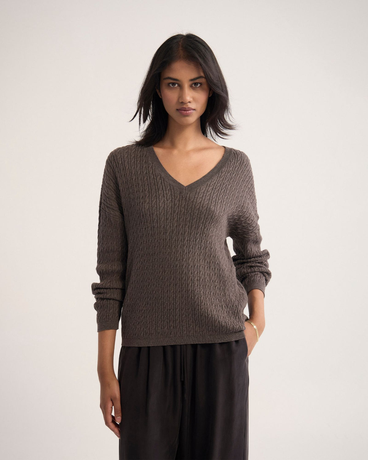 Drew Cable V-Neck Knit WOMENS KNITWEAR