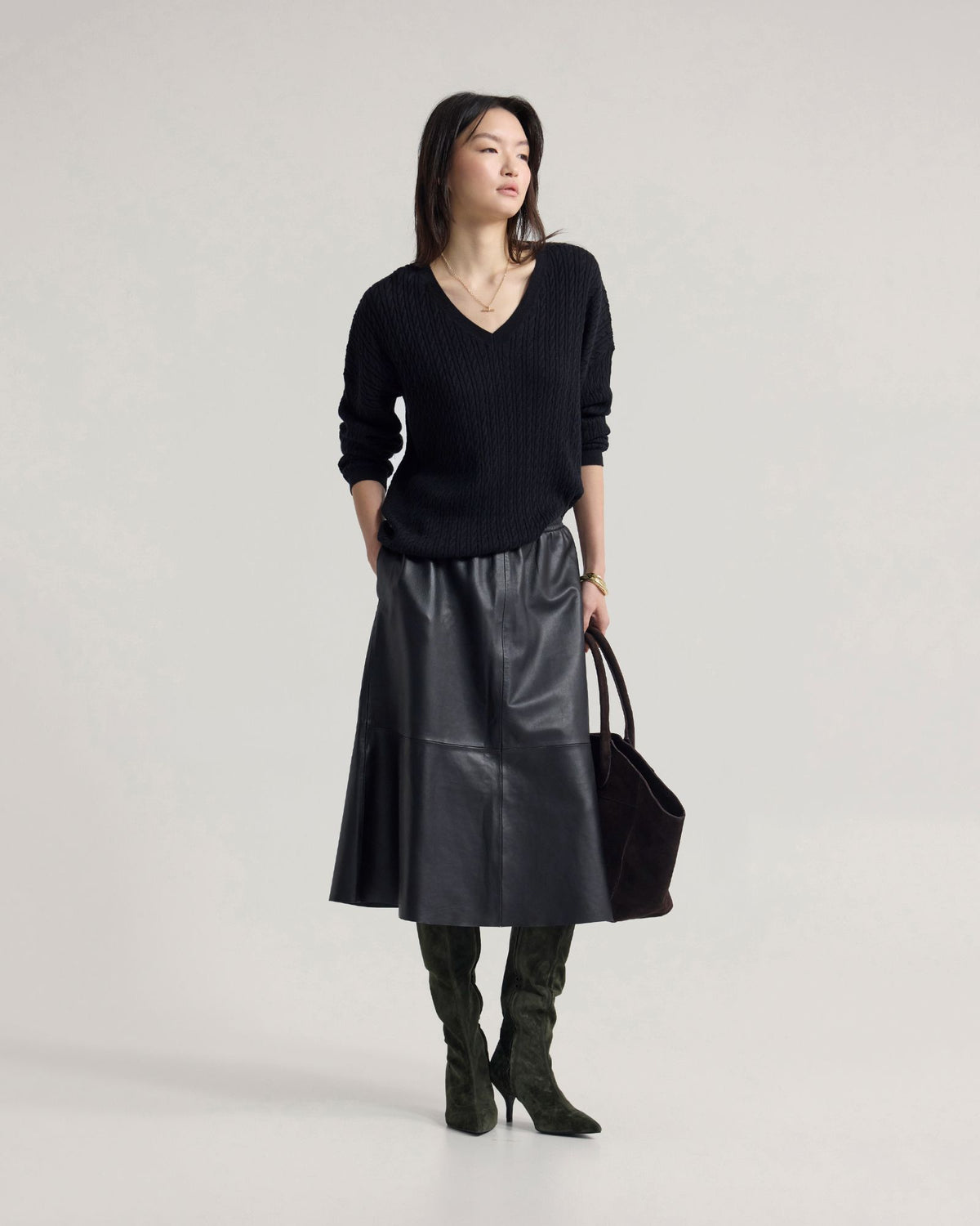 Drew Cable V-Neck Knit WOMENS KNITWEAR