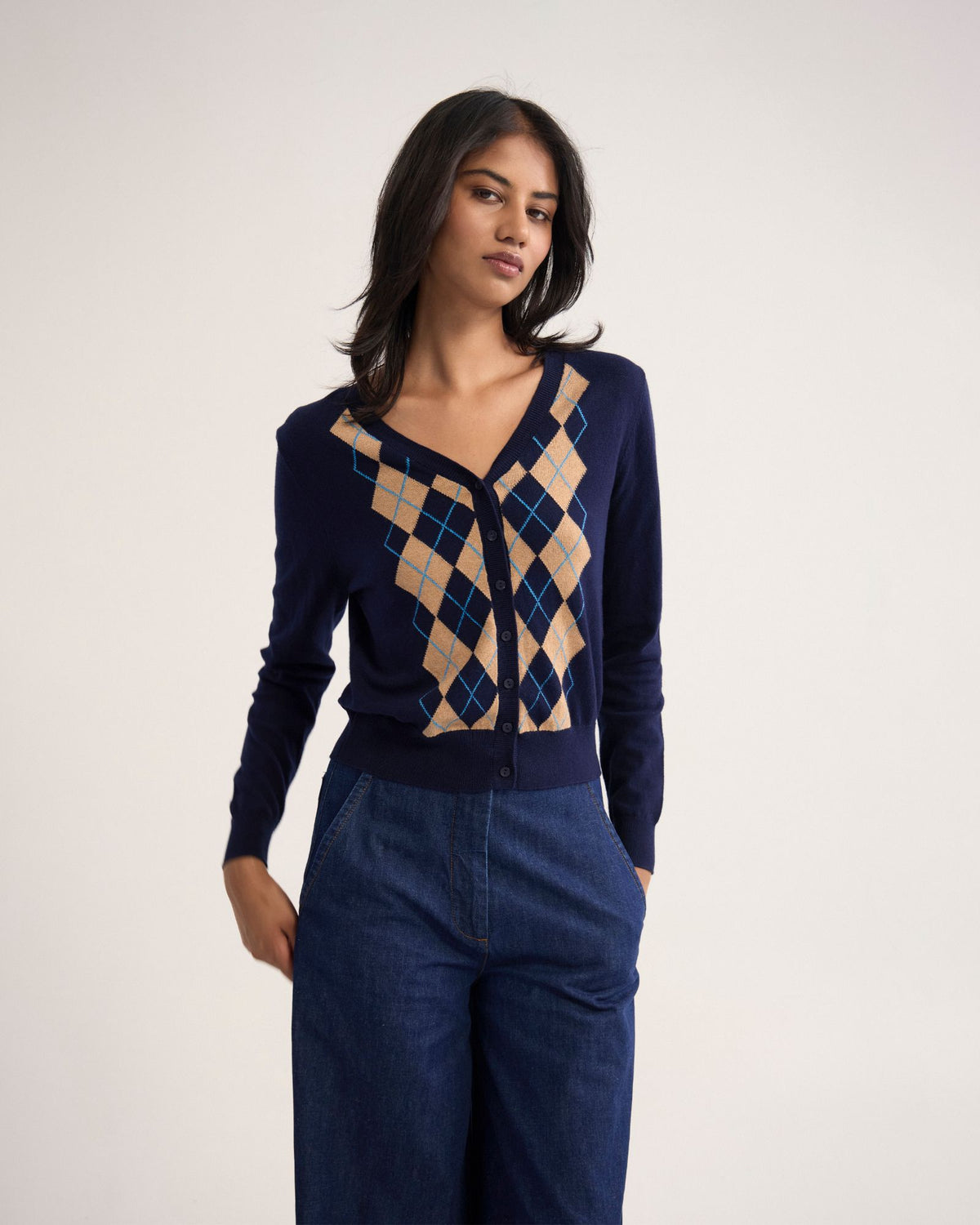 Pixie Argyle Cardigan WOMENS KNITWEAR