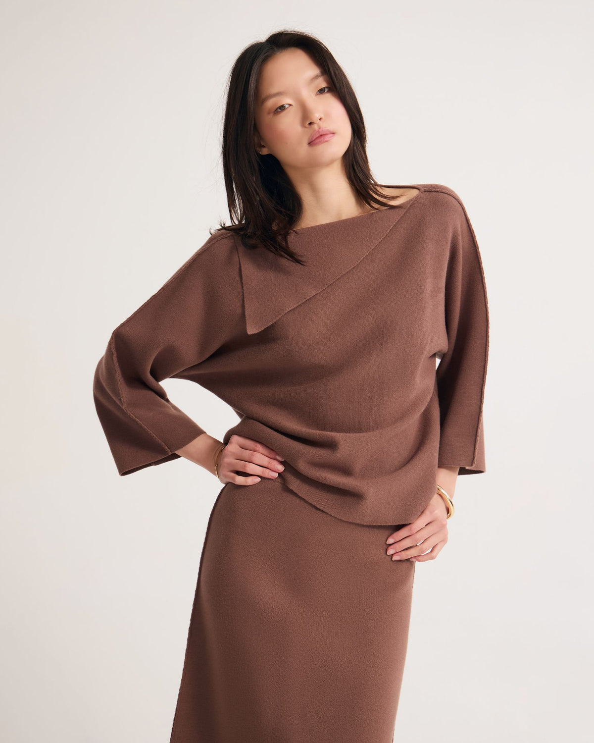 Laura Knitted Folded Collar Top WOMENS KNITWEAR