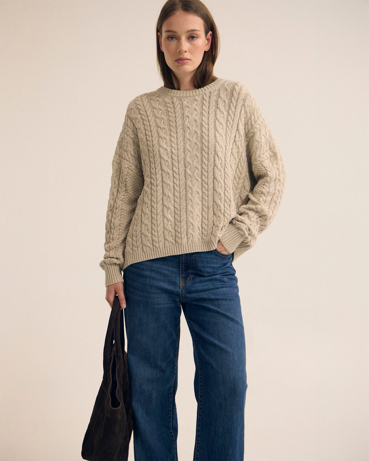Evie Cable Knit Crew Neck