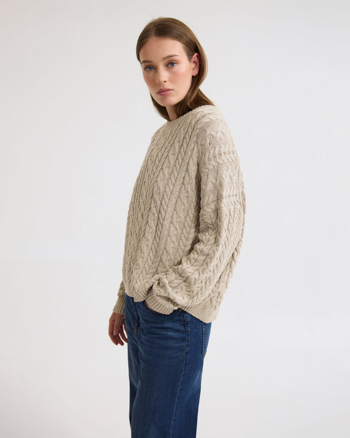 Evie Cable Knit Crew Neck WOMENS KNITWEAR