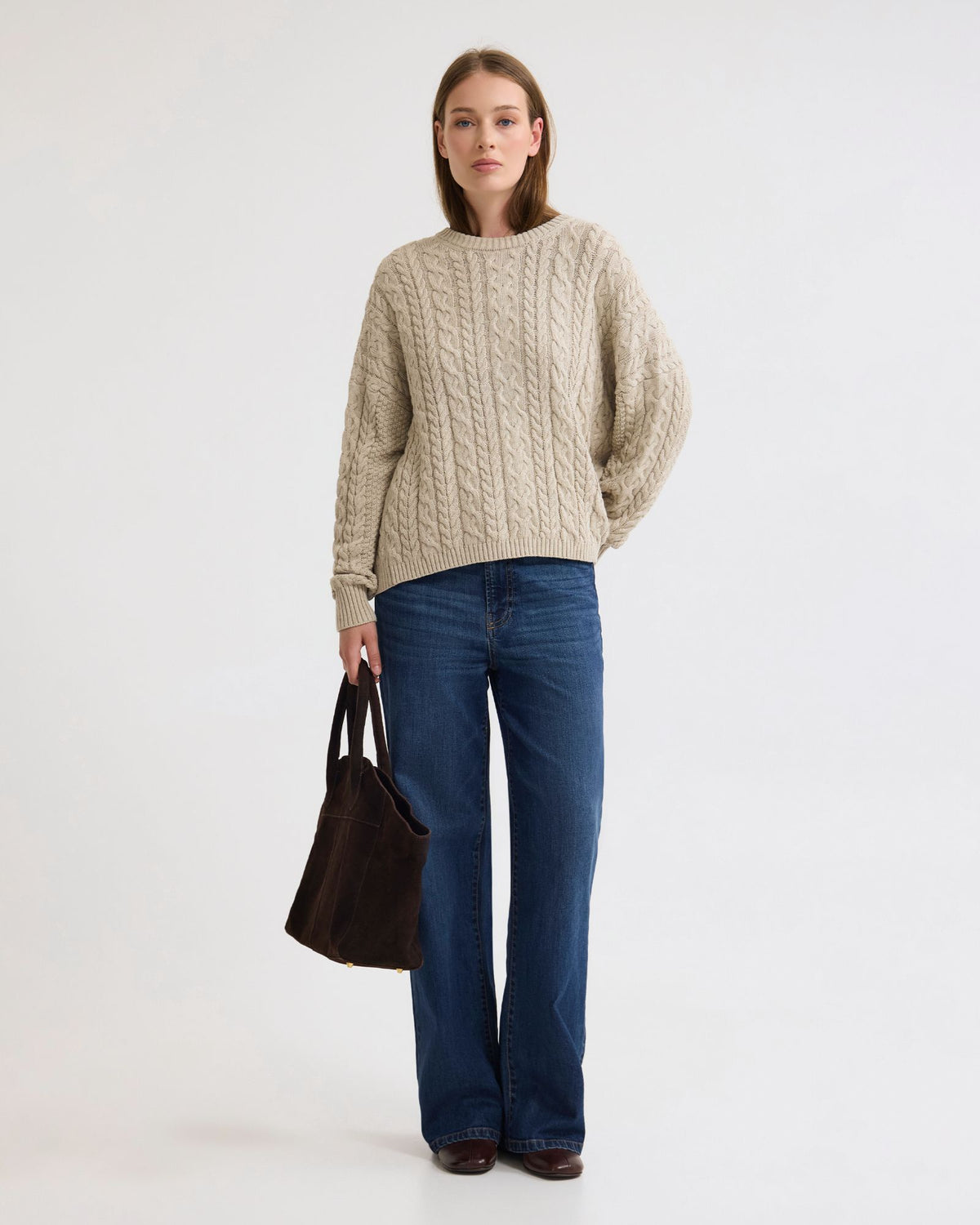 Evie Cable Knit Crew Neck WOMENS KNITWEAR