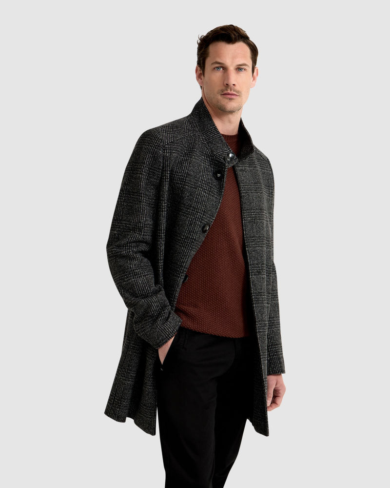DUNBAR WOOL RICH CHECK OVERCOAT MENS JACKETS AND COATS