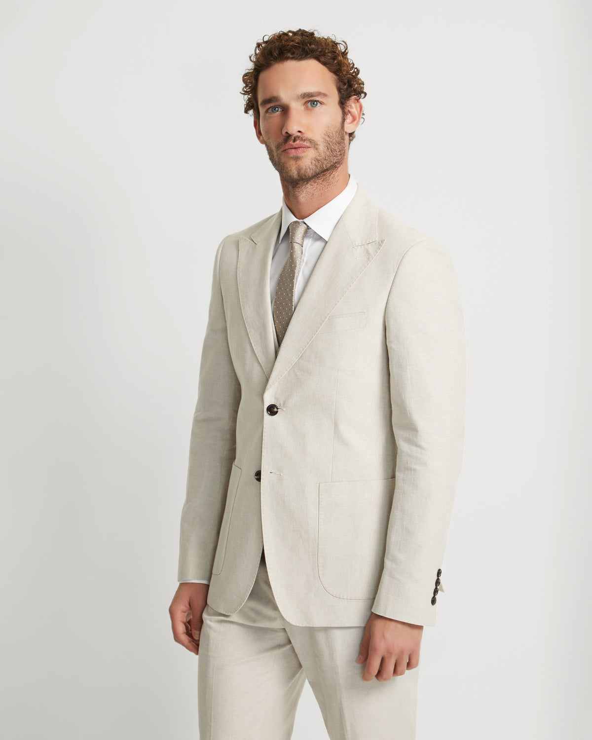Byron Linen Blend Peak Lapel Jacket