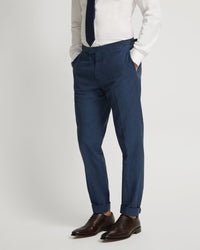 BYRON LINEN BLEND CUFFED TROUSERS MENS TROUSERS
