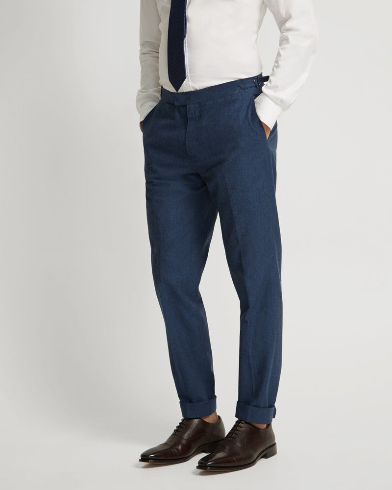 BYRON LINEN BLEND CUFFED TROUSERS MENS TROUSERS