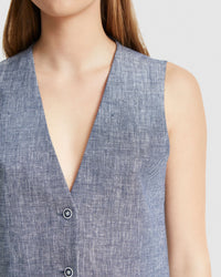 VIENNA LINEN TWILL WAISTCOAT WOMENS SUITS JKTS COATS