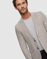 BLAKE LINEN CHECK BLAZER - AVAILABLE ~ 1-2 weeks MENS JACKETS AND COATS