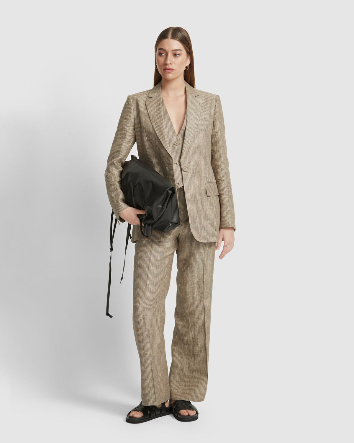 WILLOW LINEN PINSTRIPE JACKET WOMENS SUITS JKTS COATS