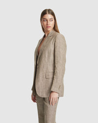 WILLOW LINEN PINSTRIPE JACKET WOMENS SUITS JKTS COATS