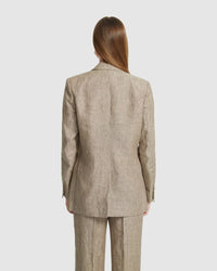 WILLOW LINEN PINSTRIPE JACKET WOMENS SUITS JKTS COATS