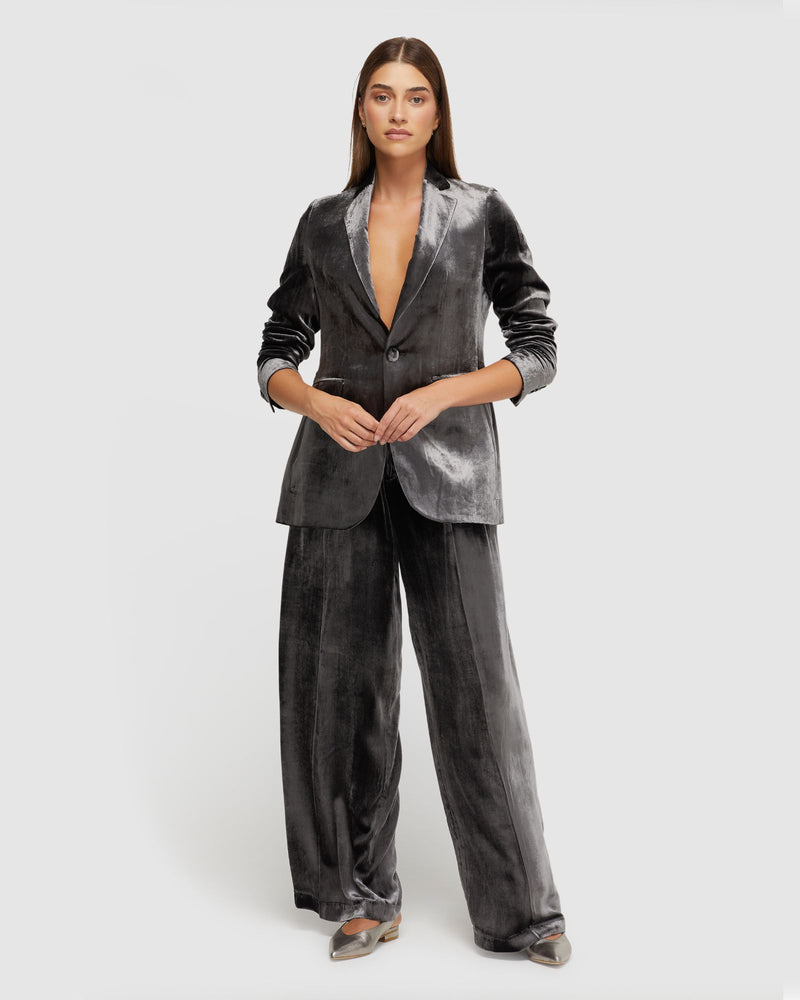 LOLA SILKY VELVET JACKET WOMENS SUITS JKTS COATS