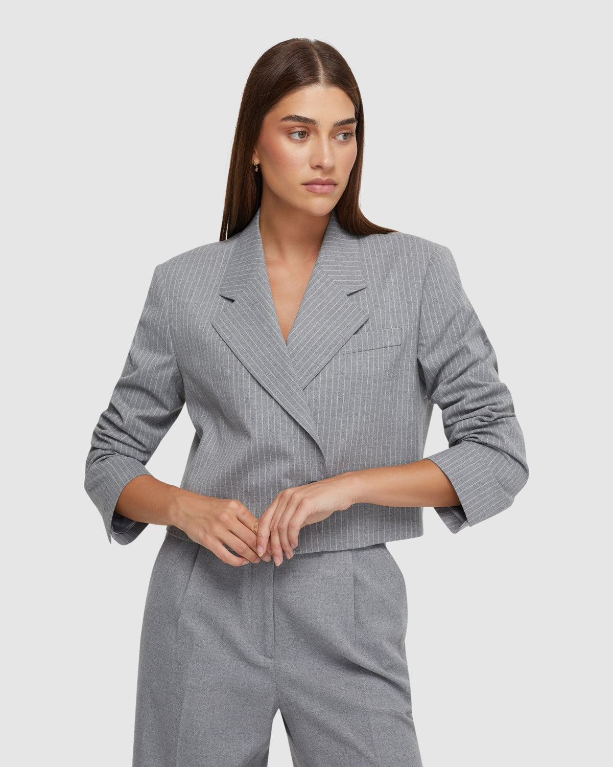 ELLIS PINSTRIPE SUIT JACKET WOMENS SUITS JKTS COATS