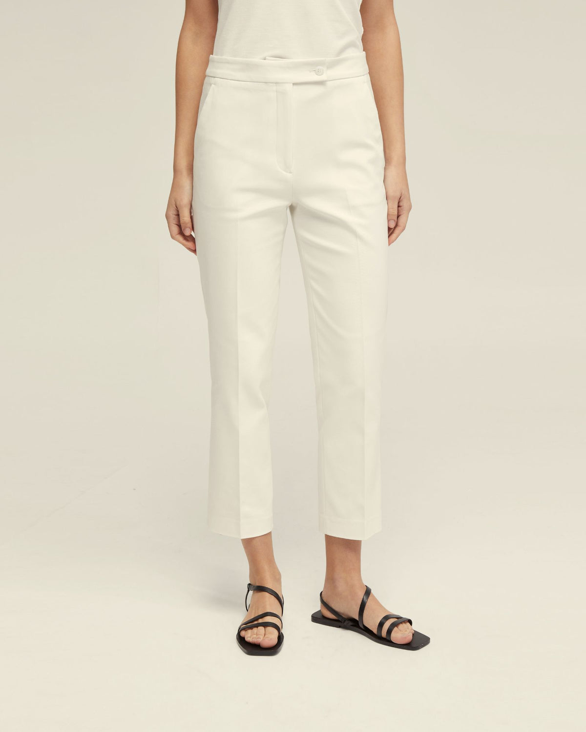 HOLLY COTTON BLEND CROP LEG PANTS WOMENS PANTS