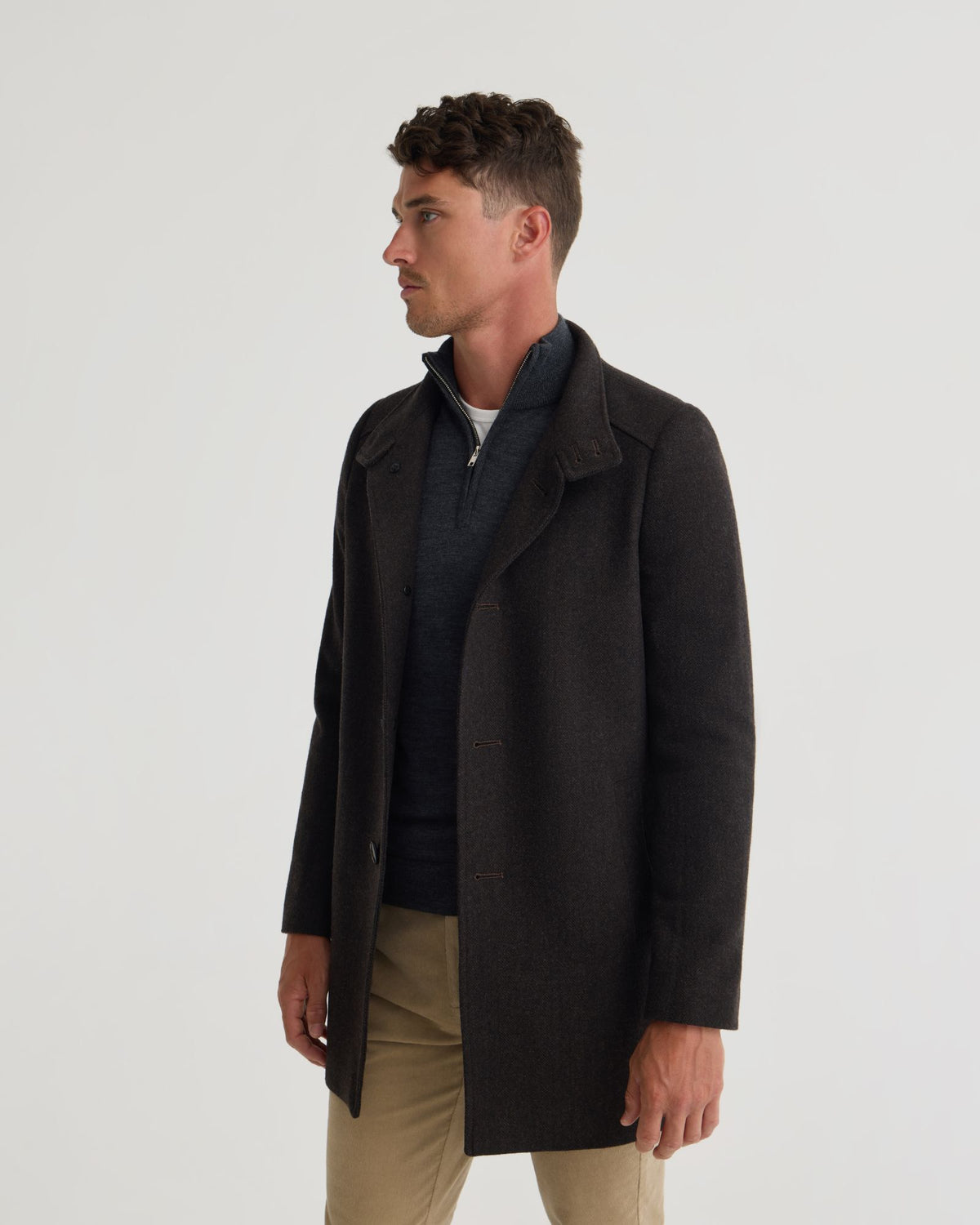 Dunbar Herringbone Wool Coat MENS JACKETS AND COATS