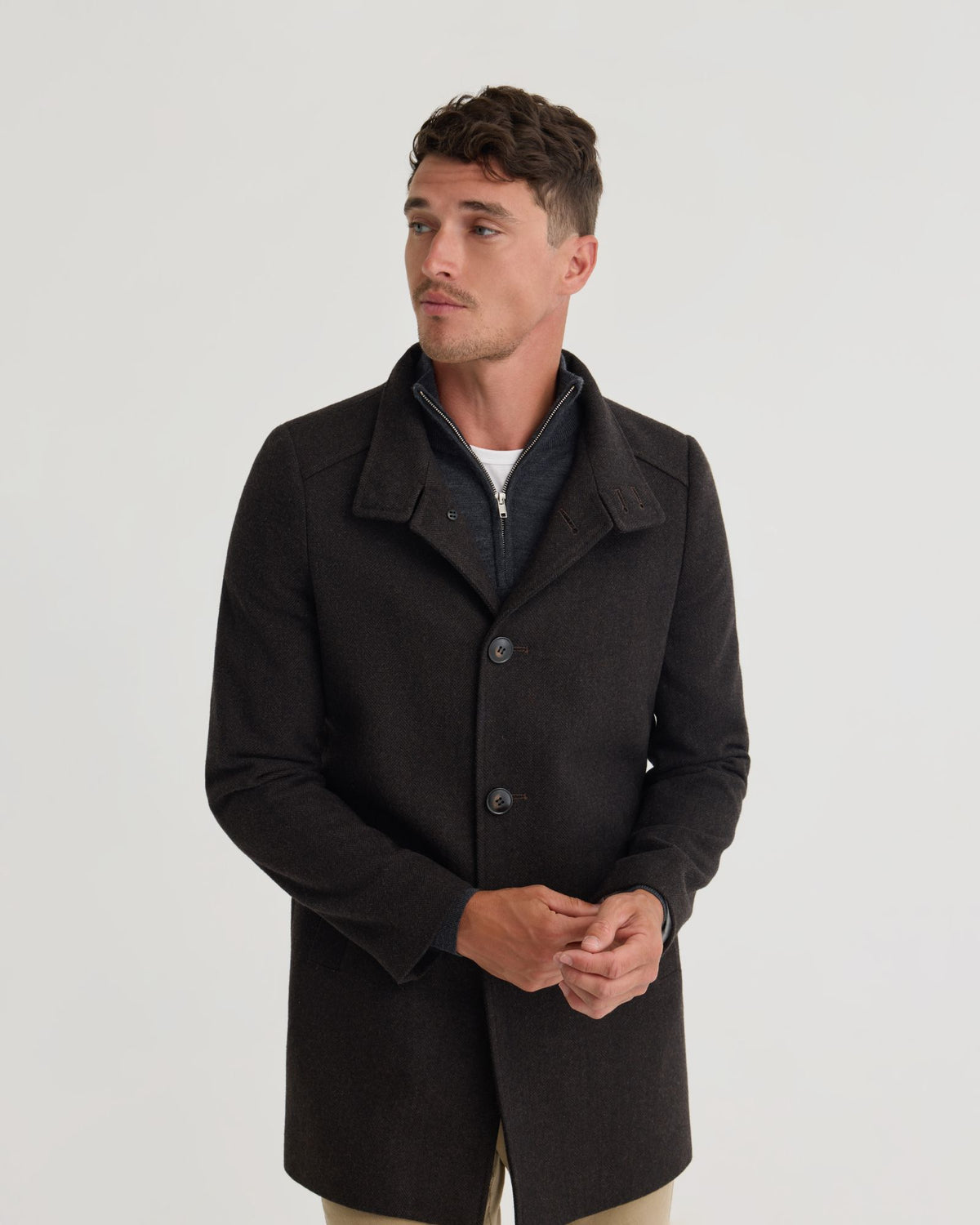 Dunbar Herringbone Wool Coat MENS JACKETS AND COATS