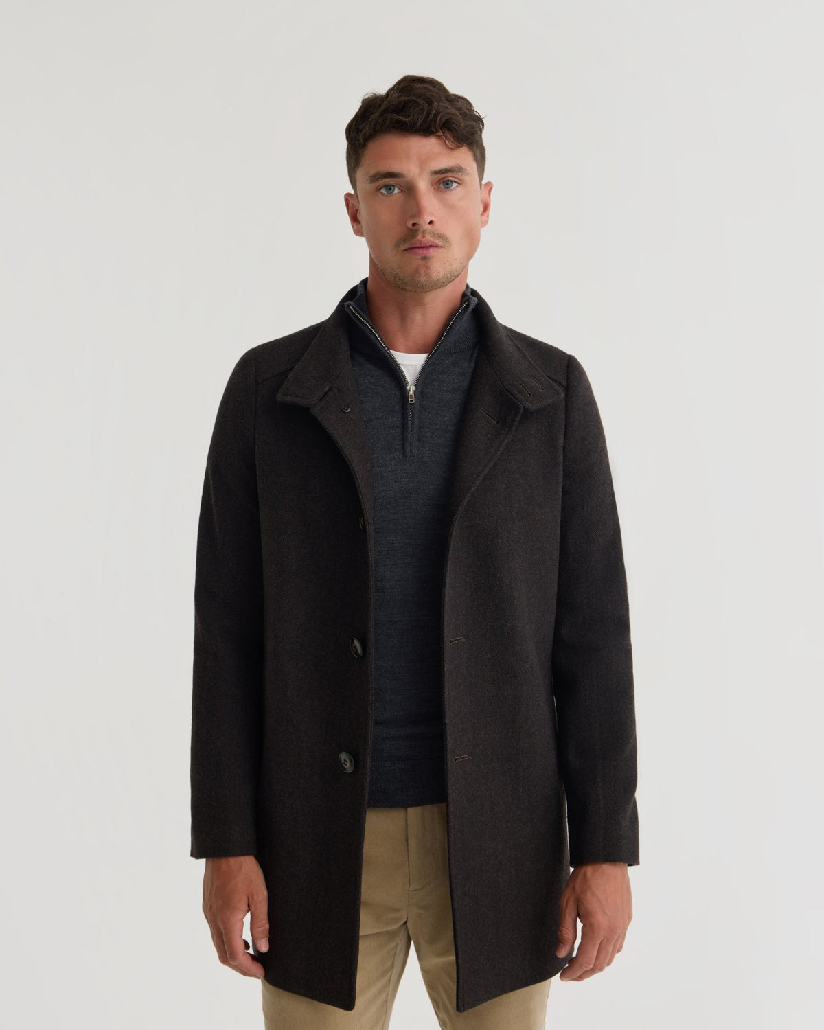 Dunbar Herringbone Wool Coat MENS JACKETS AND COATS