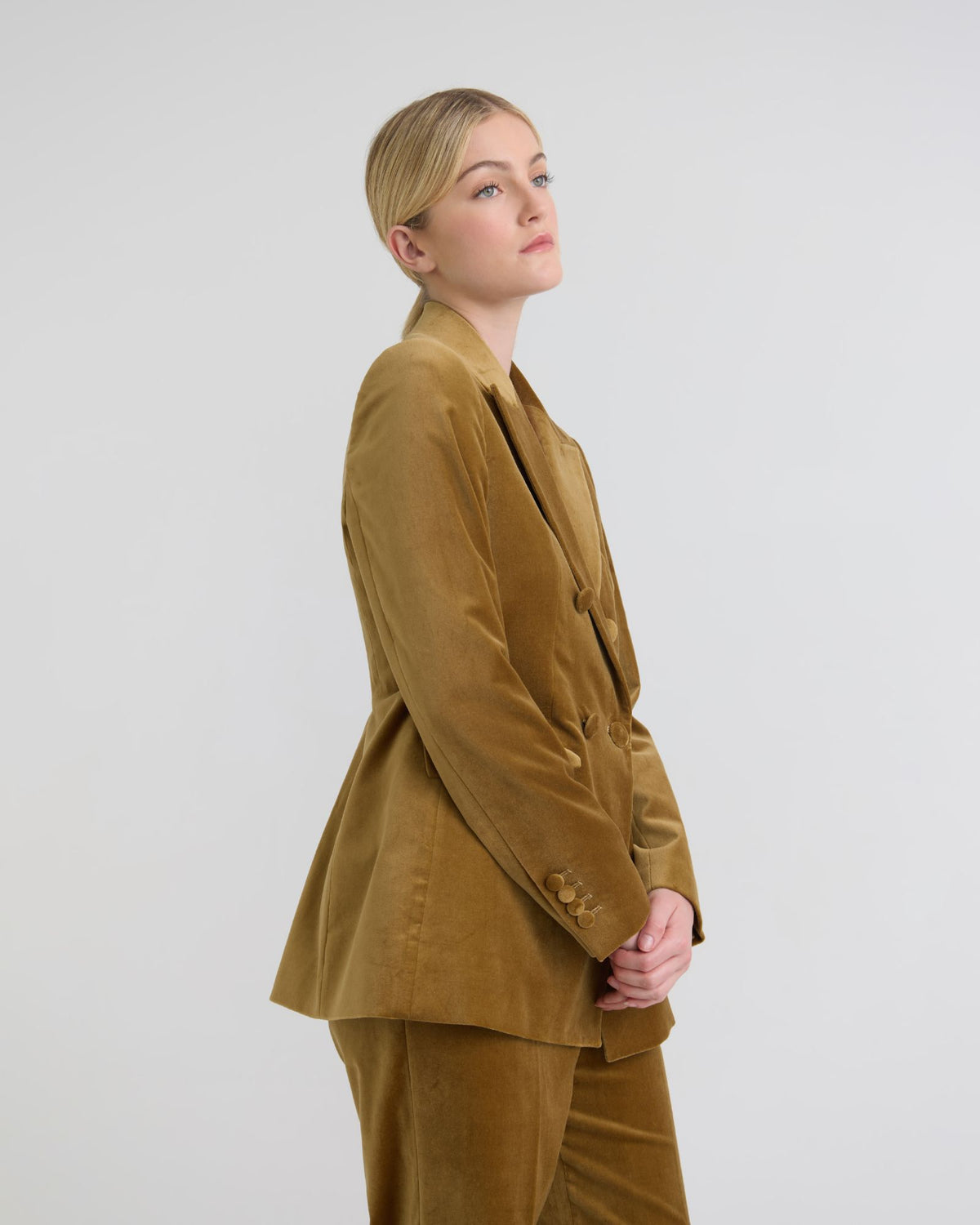 Jenna Double Breasted Stretch Velvet Blazer WOMENS SUITS JKTS COATS